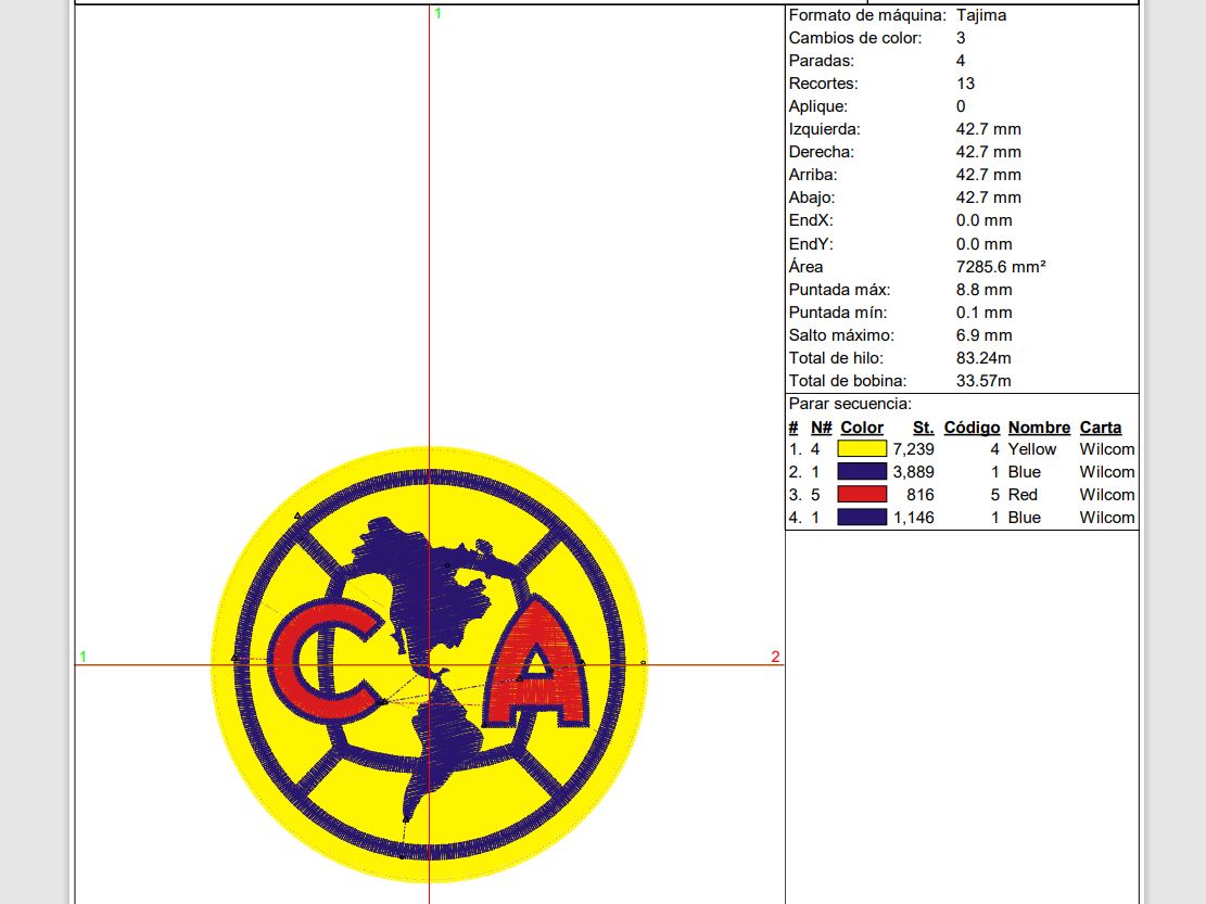Matriz de Bordado Club América 🦅 (Ponchado)